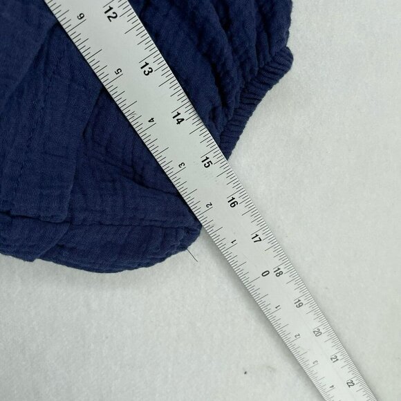 Knox Rose Romper Women's Sz M Navy Blue Lace Up Keyhole Puff Sleeve Smock Waist - Picture 6 of 14